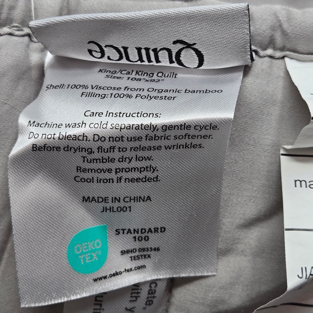 QUINCE Bamboo Box Quilt King/Cal King Light Grey 5219 - Picture 8 of 13